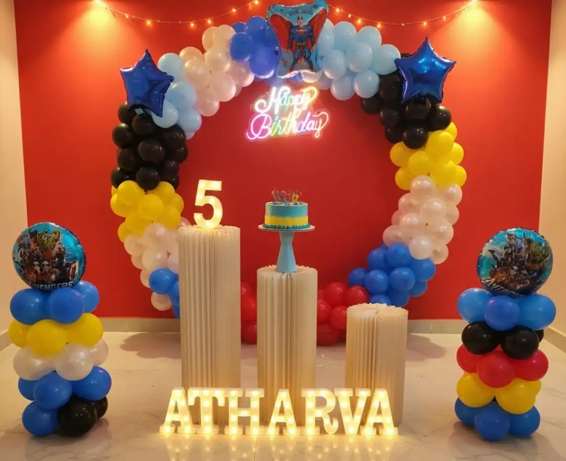 Super Hero With Superman Multi Color Balloons